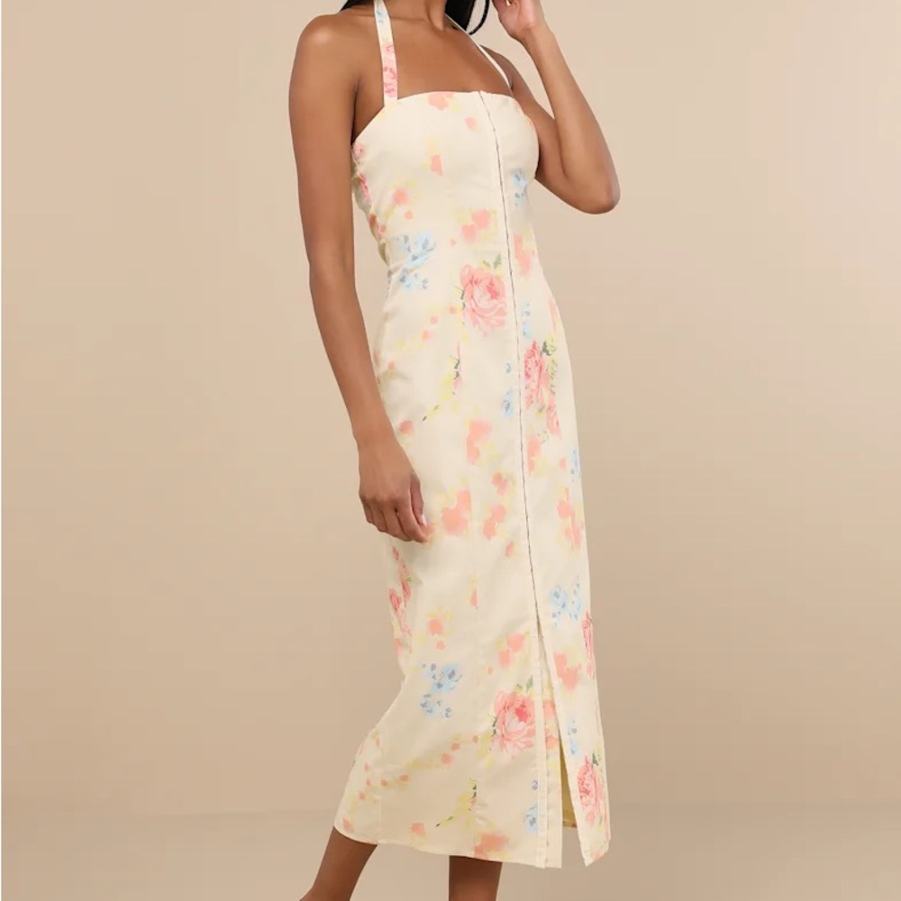 Lulu's Floral Maxi Dress in Yellow and Pink